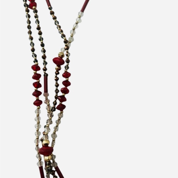 Loft, by Ann Taylor Long red Beaded Necklace - Picture 4 of 5